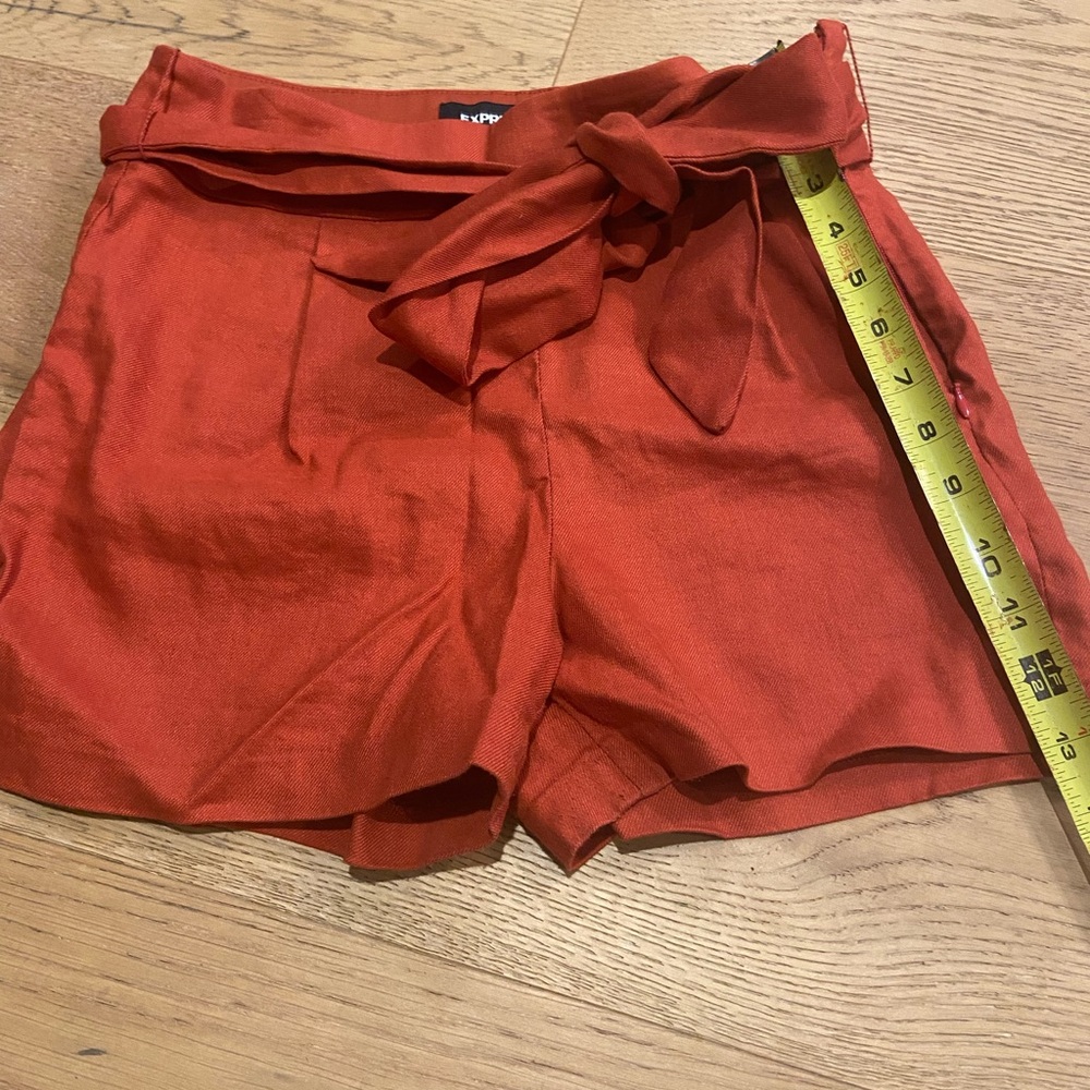 Express Linen Blend Texas Burnt Orange Shorts with Tie. Size 6